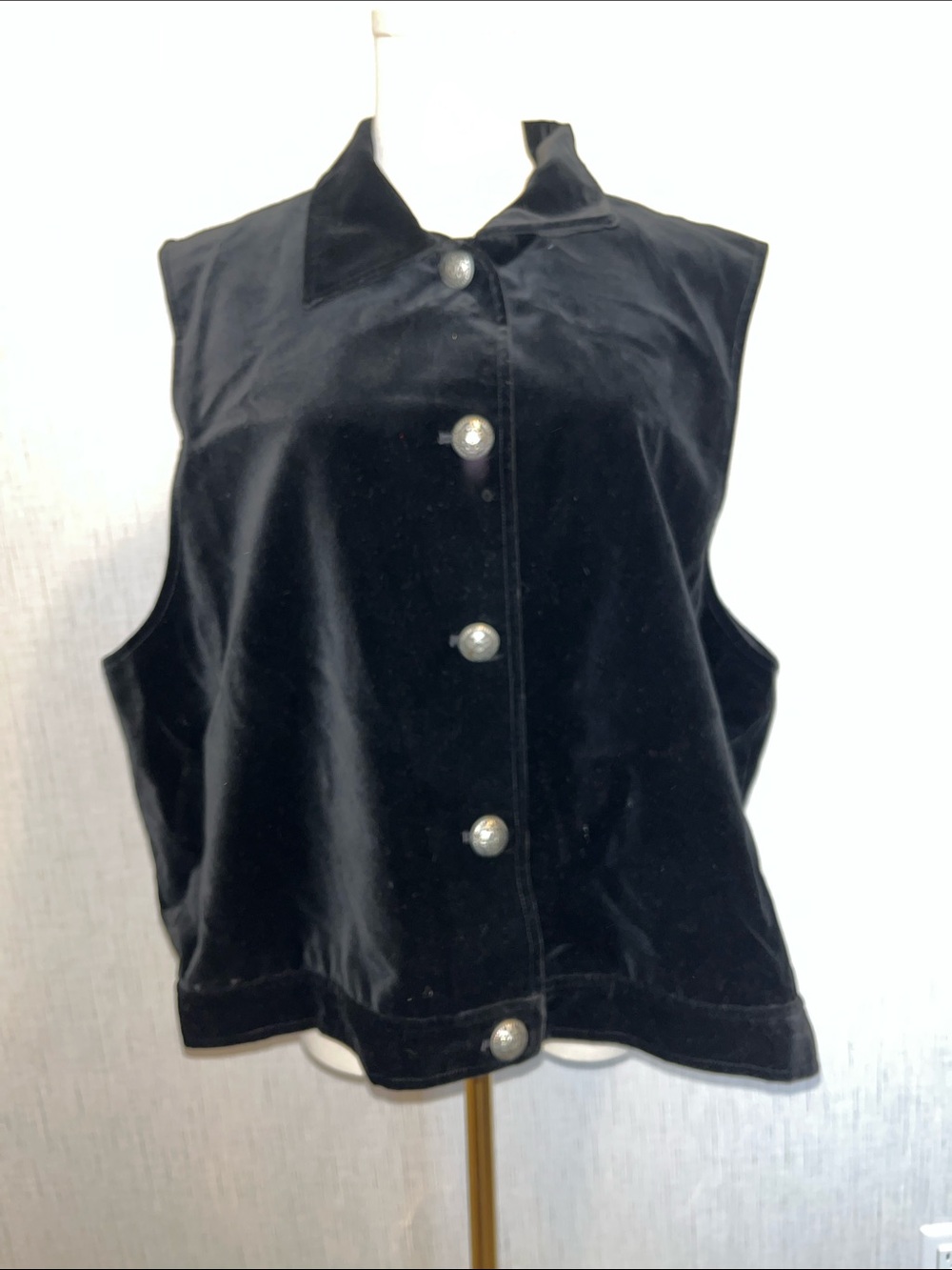 Classic Black Velvet Button-Front Women’s Vest